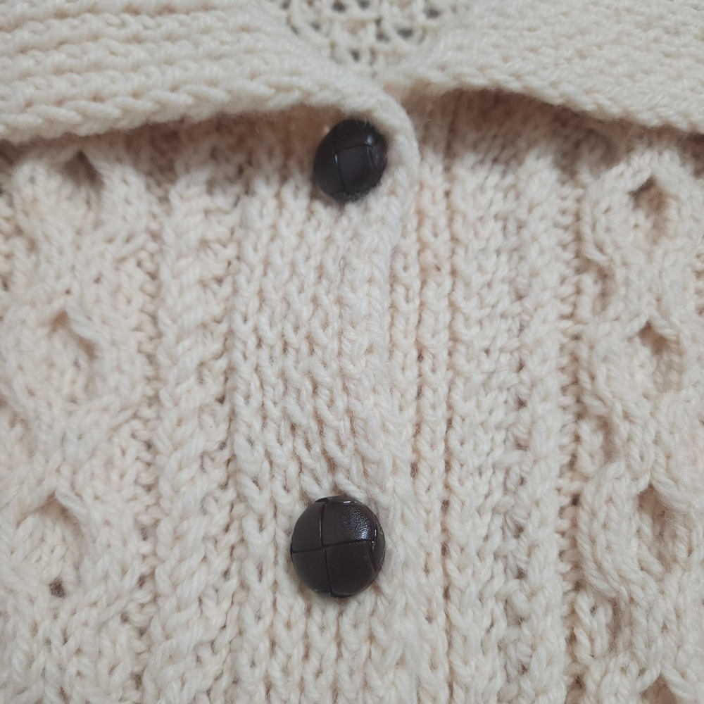 Handknit Garment Exclusively Made in Donegal Pure Wool Cable Womens M Cardigan - Picture 5 of 10
